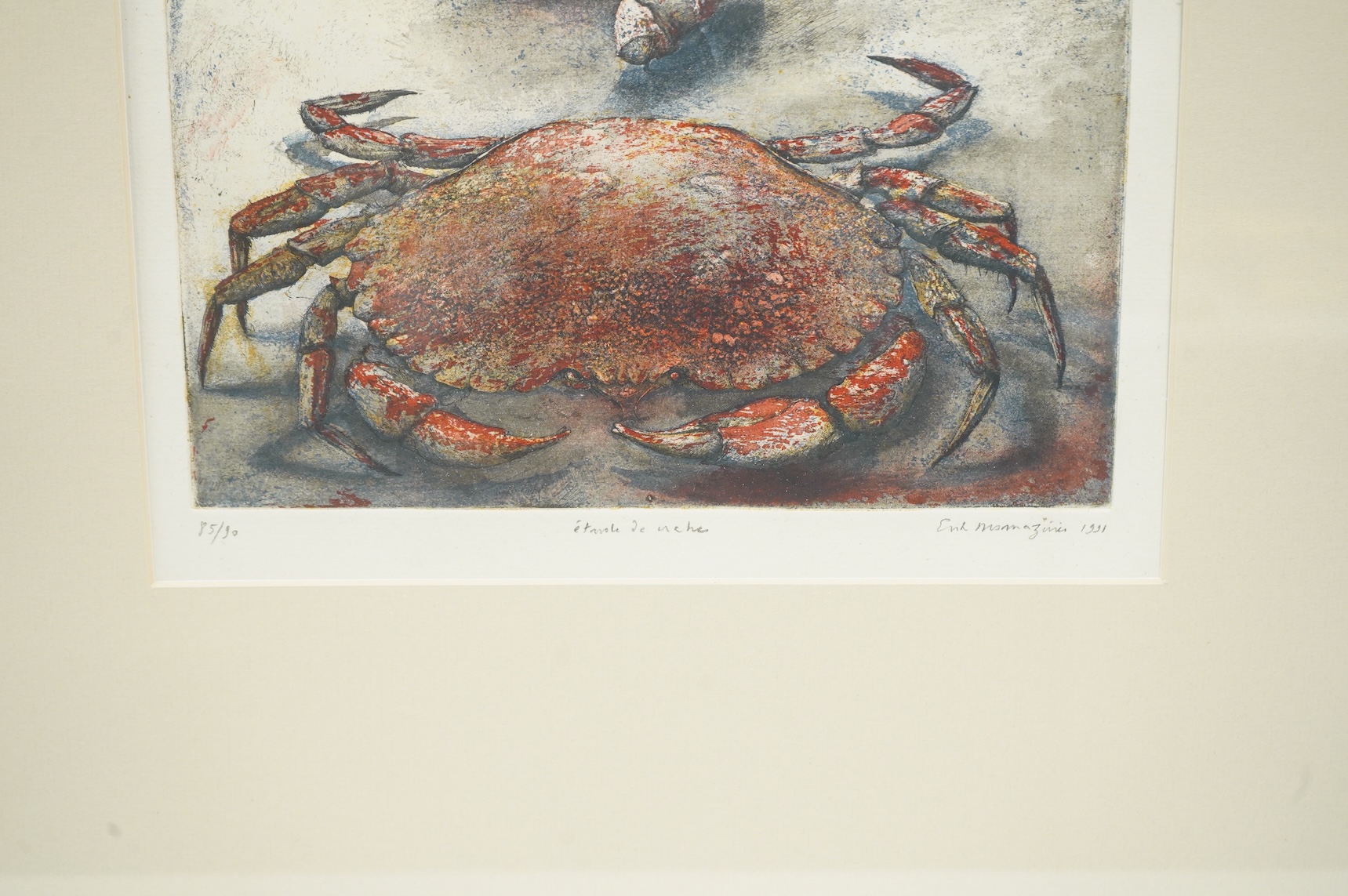Erik Desmazieres (French, b.1948), ‘Study of a Crab’, signed in pencil and dated 1991, limited edition 85/90, etching with aquatint, 33 x 25cm